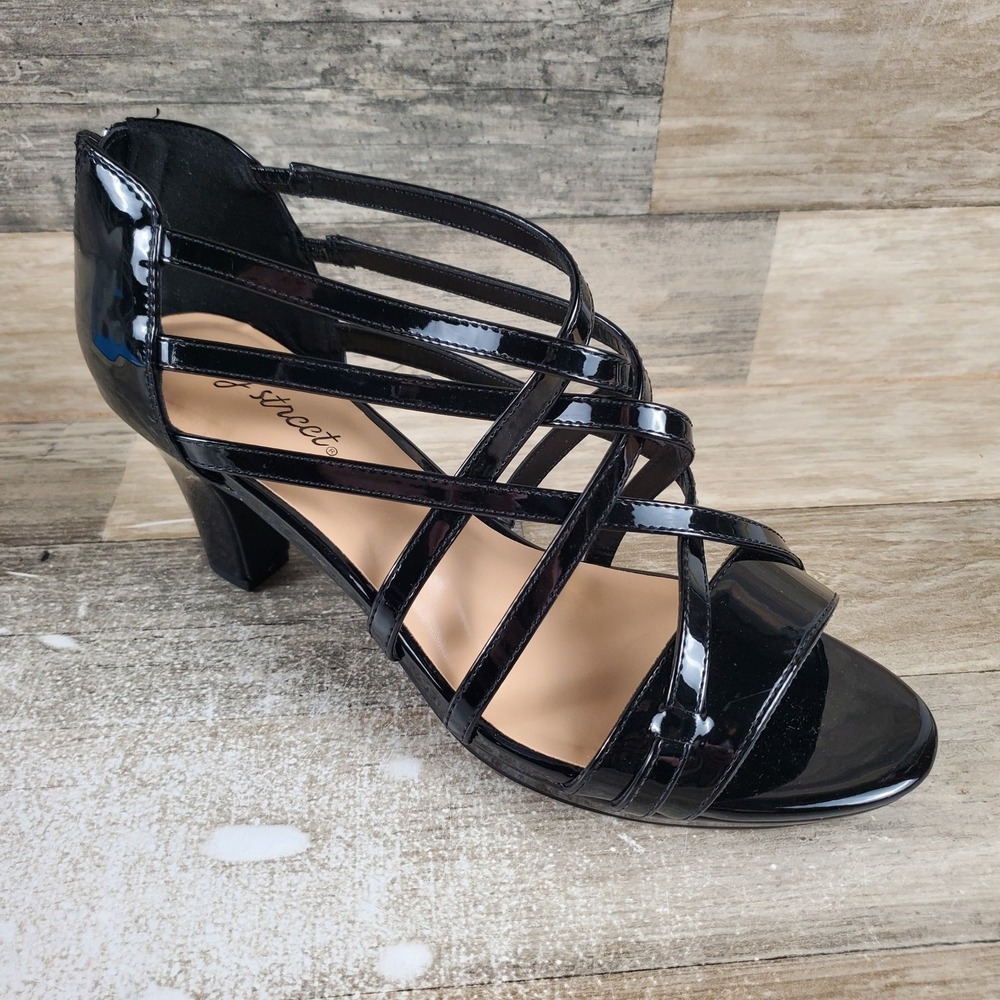 Easy Street Bee Womens Heels Sz 10 W Black Strappy Sandals